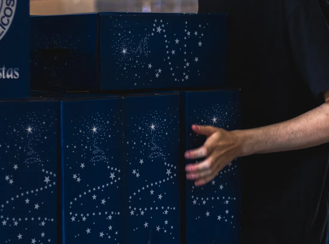 Persona cargando cajas